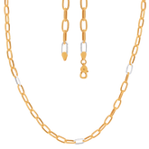 22K Two Tone Gold 21 Inch Paperclilp Chain